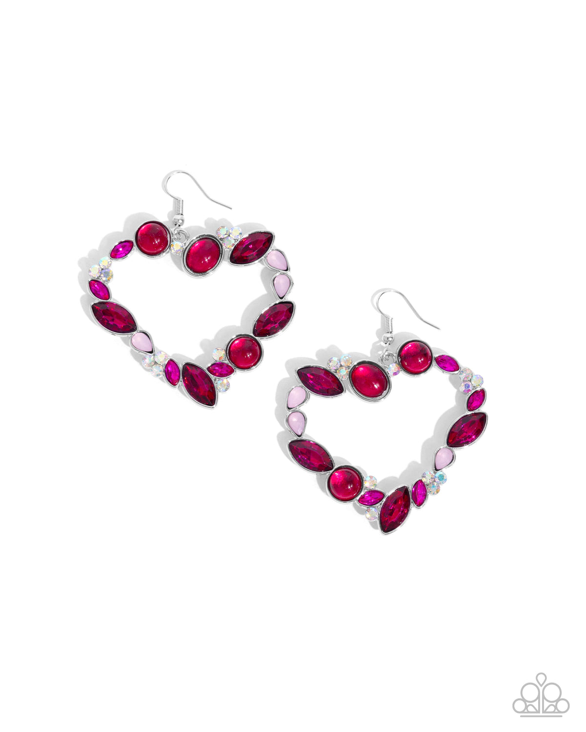 Heart Hierarchy Pink Rhinestone Earrings - Paparazzi Accessories- lightbox - CarasShop.com - $5 Jewelry by Cara Jewels