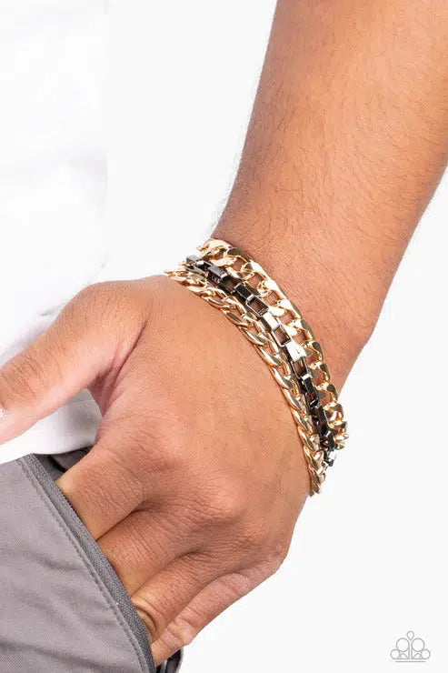 Heavy Duty Men&#39;s Multi Chain Bracelet - Paparazzi Accessories-on model - CarasShop.com - $5 Jewelry by Cara Jewels