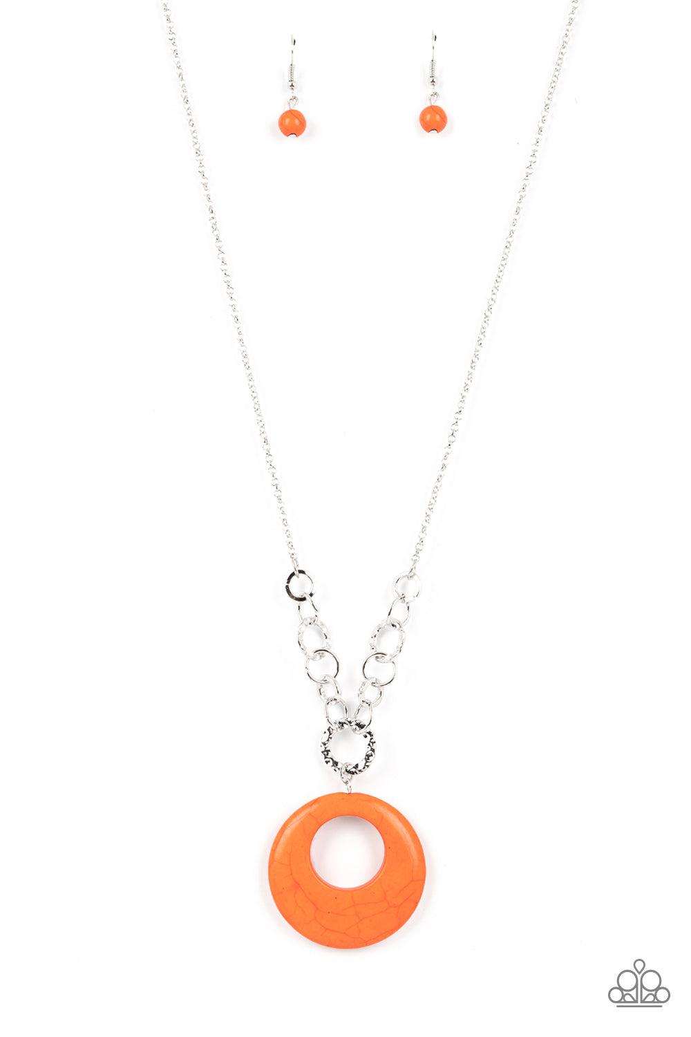 Hidden Dune Orange Stone Necklace - Paparazzi Accessories- lightbox - CarasShop.com - $5 Jewelry by Cara Jewels