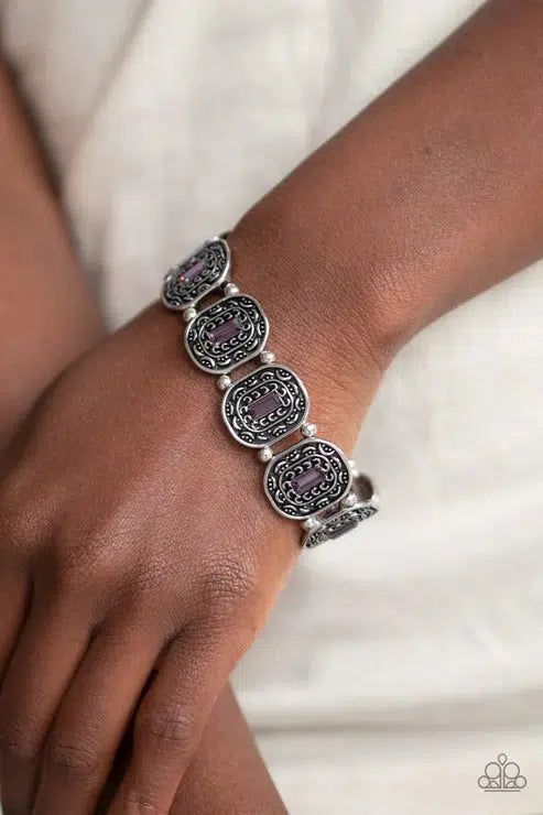 Hidden Fortune Purple Bracelet - Paparazzi Accessories- on model - CarasShop.com - $5 Jewelry by Cara Jewels