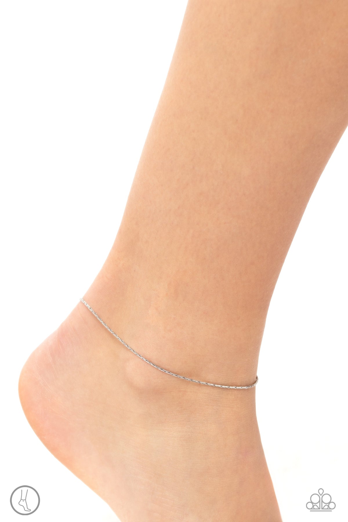 High-Tech Texture Silver Anklet - Paparazzi Accessories-on model - CarasShop.com - $5 Jewelry by Cara Jewels
