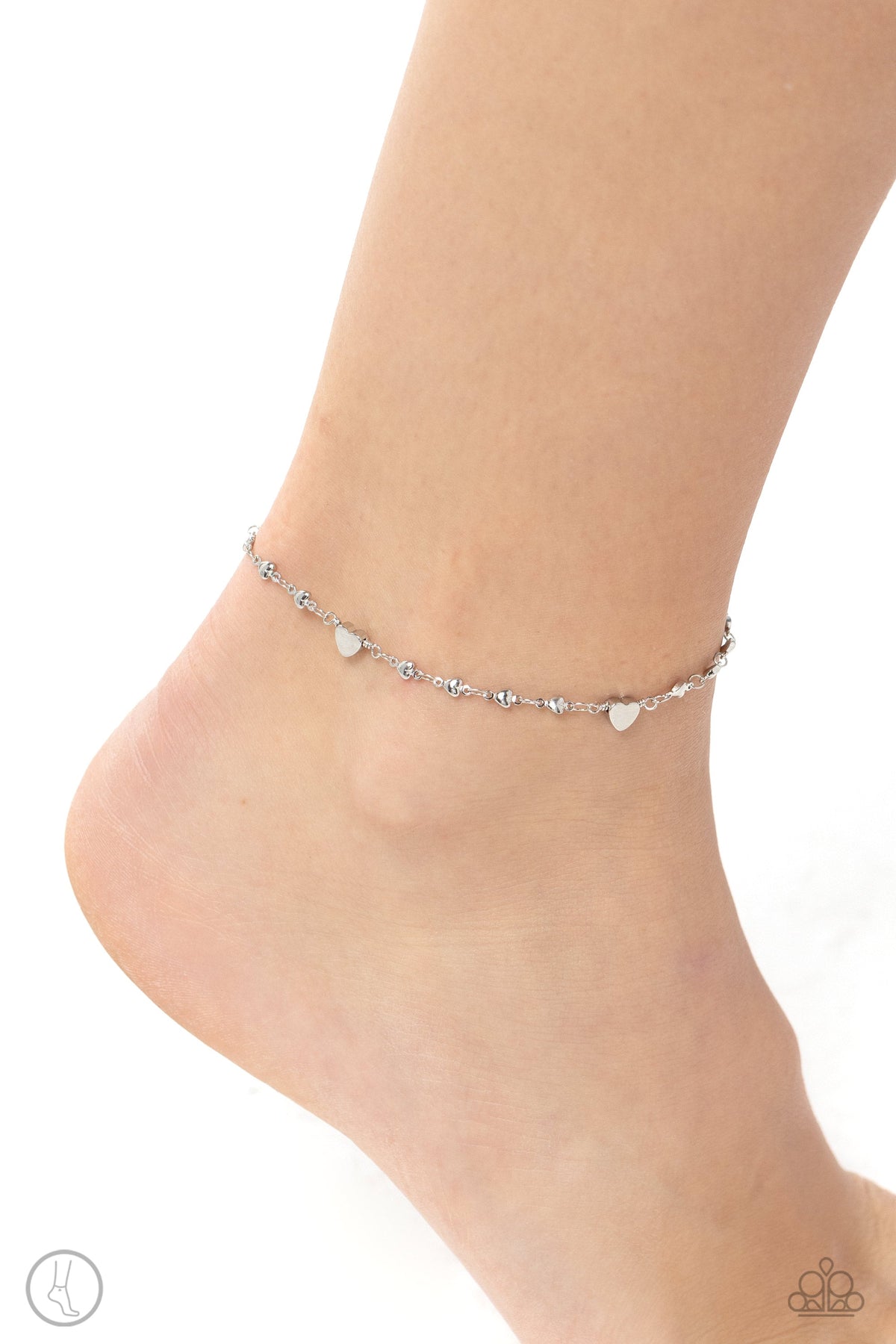 Highlighting My Heart Silver Anklet - Paparazzi Accessories-on model - CarasShop.com - $5 Jewelry by Cara Jewels