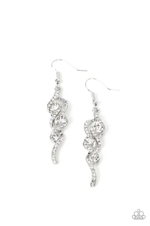 Highly Flammable White Earrings - Paparazzi Accessories- lightbox - CarasShop.com - $5 Jewelry by Cara Jewels