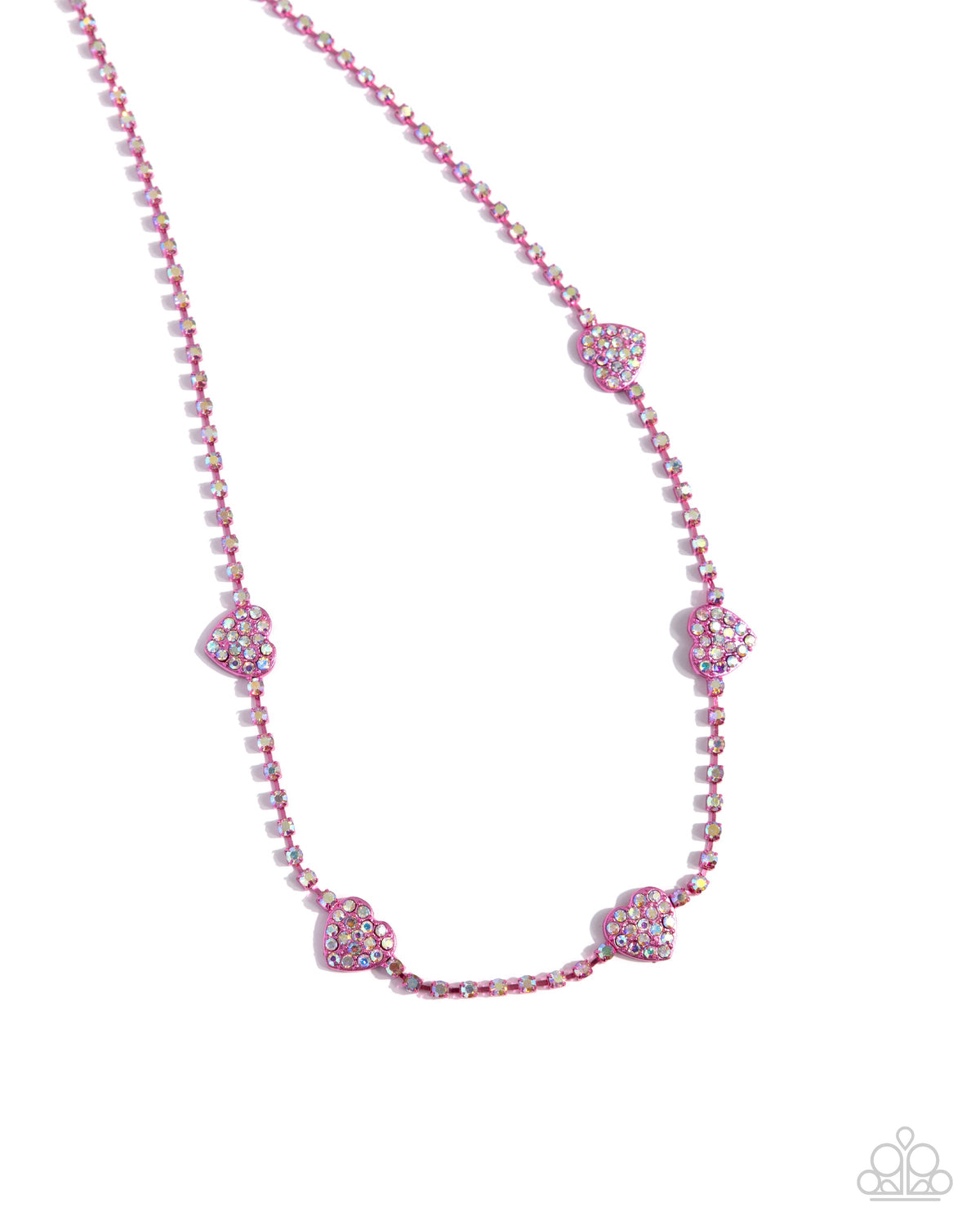 Homecoming Hearts Pink Rhinestone Heart Necklace - Paparazzi Accessories- lightbox - CarasShop.com - $5 Jewelry by Cara Jewels