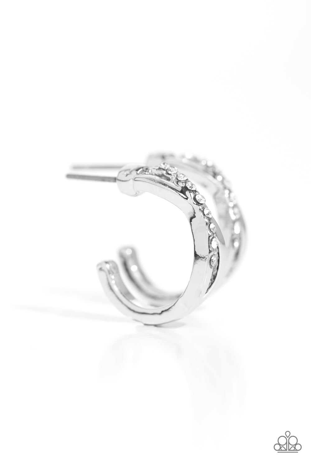 Horoscopic Helixes White Infinity Hoop Earrings - Paparazzi Accessories- lightbox - CarasShop.com - $5 Jewelry by Cara Jewels