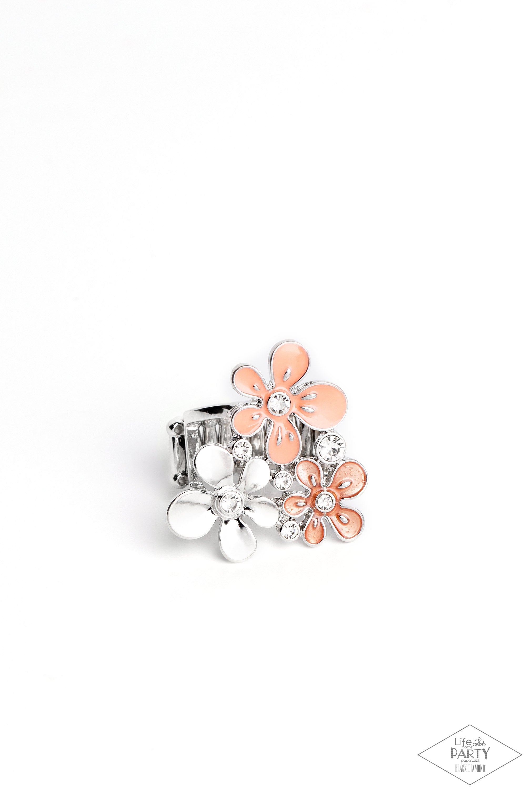 How Does Your Garden Grow? Coral Orange Flower Ring - Paparazzi Accessories- lightbox - CarasShop.com - $5 Jewelry by Cara Jewels