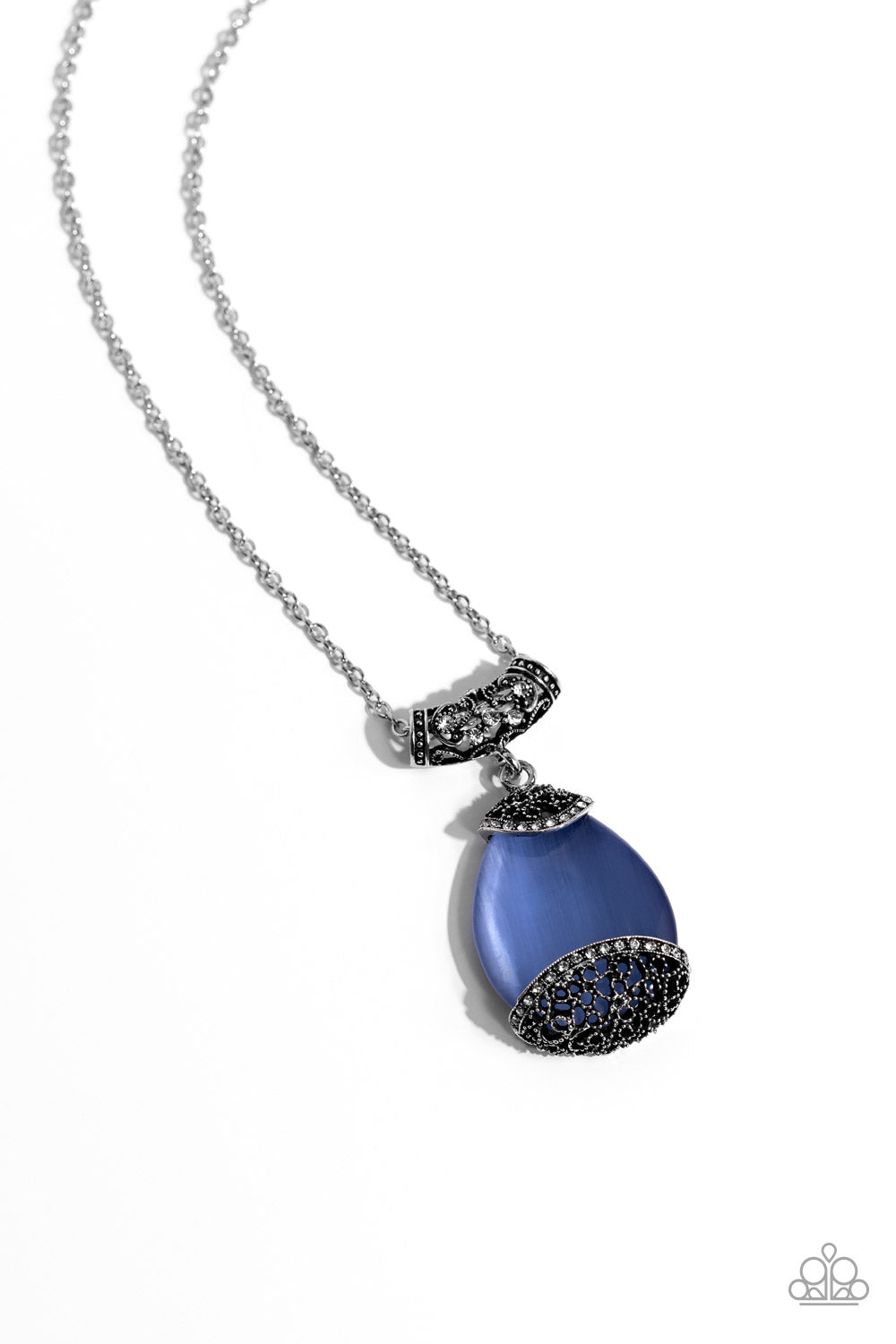 Hypnotic Headliner Blue Cat&#39;s Eye Stone Necklace - Paparazzi Accessories- lightbox - CarasShop.com - $5 Jewelry by Cara Jewels