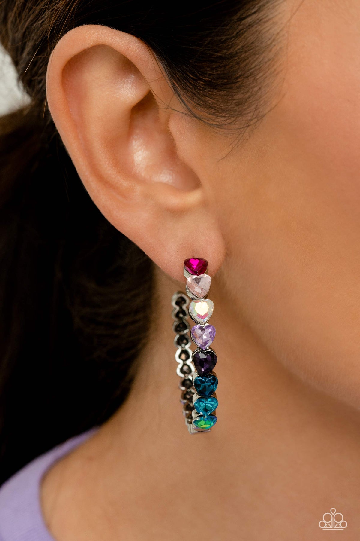 Hypnotic Heart Attack Multi Hoop Earrings - Paparazzi Accessories-on model - CarasShop.com - $5 Jewelry by Cara Jewels
