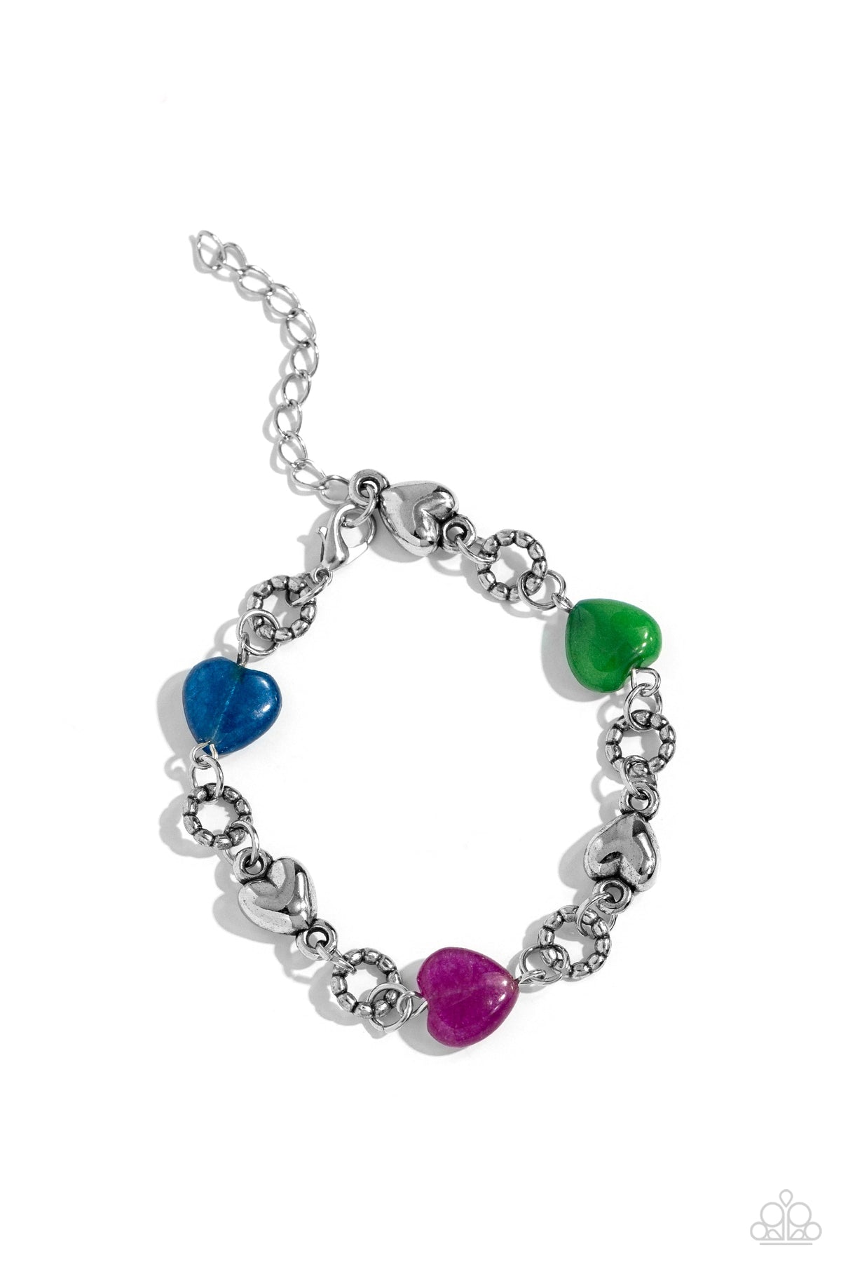 I Can Feel Your Heartbeat Multi Stone &amp; Silver Bracelet - Paparazzi Accessories- lightbox - CarasShop.com - $5 Jewelry by Cara Jewels