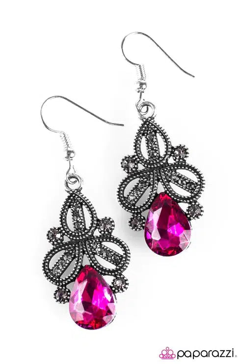 I Dream in Glitter Pink Earrings - Paparazzi Accessories- lightbox - CarasShop.com - $5 Jewelry by Cara Jewels