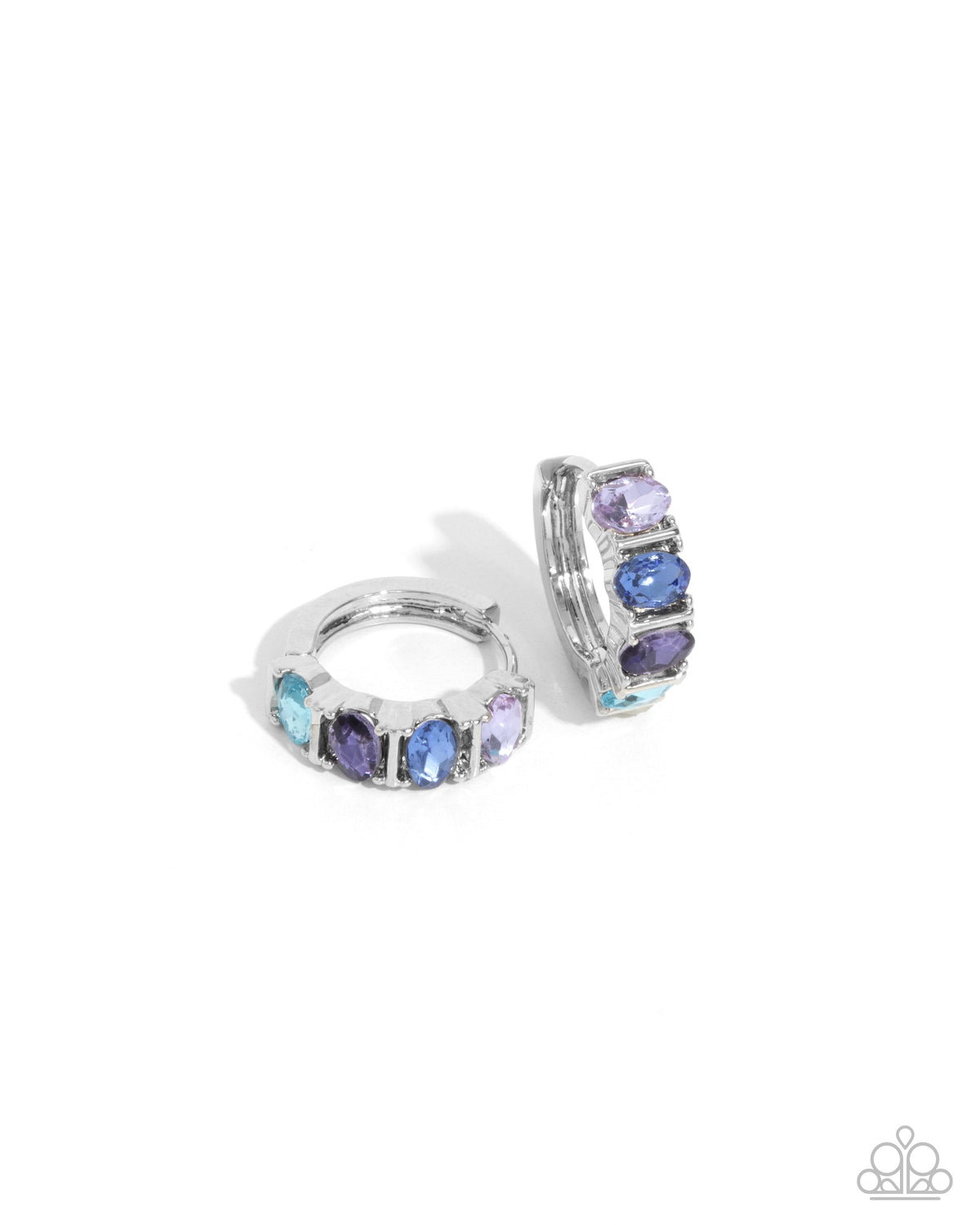 Impressive Impact Blue Rhinestone Hoop Earrings - Paparazzi Accessories- lightbox - CarasShop.com - $5 Jewelry by Cara Jewels