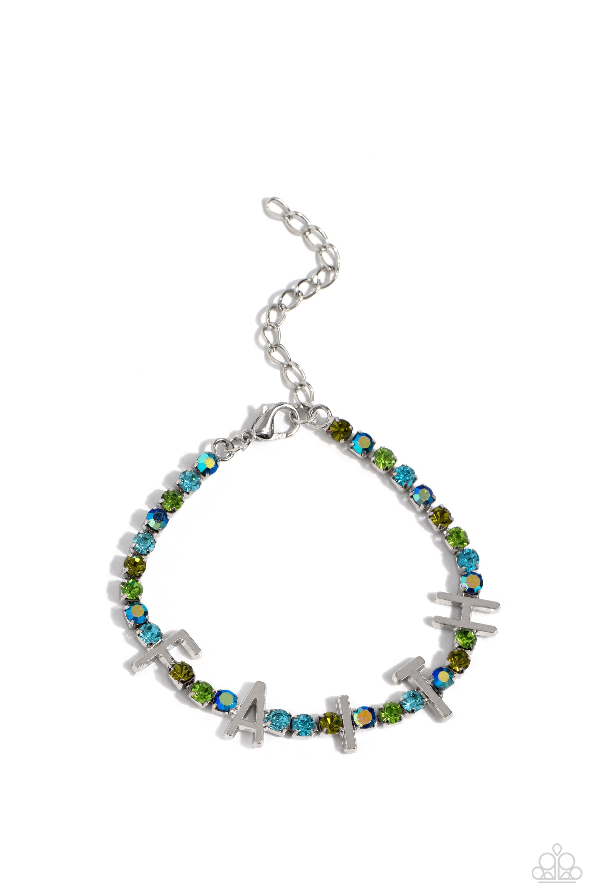 In Good Faith Multi Rhinestone Inspirational Bracelet - Paparazzi Accessories- lightbox - CarasShop.com - $5 Jewelry by Cara Jewels
