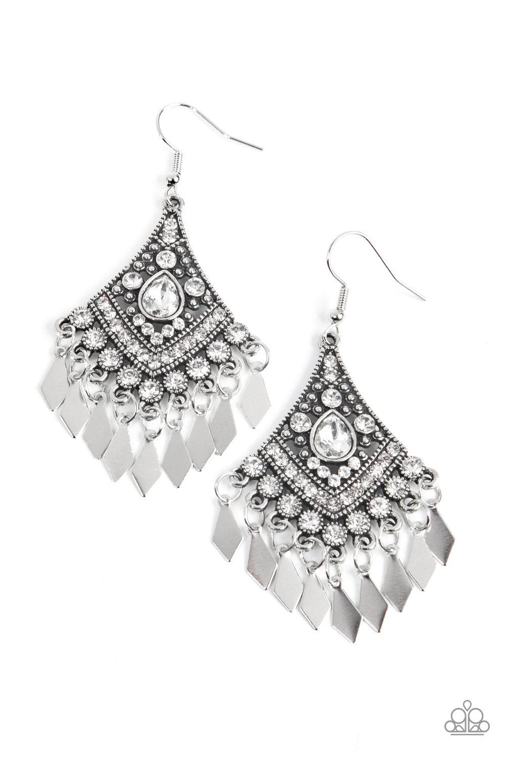 Indie Iridescence White Earrings - Paparazzi Accessories- lightbox - CarasShop.com - $5 Jewelry by Cara Jewels