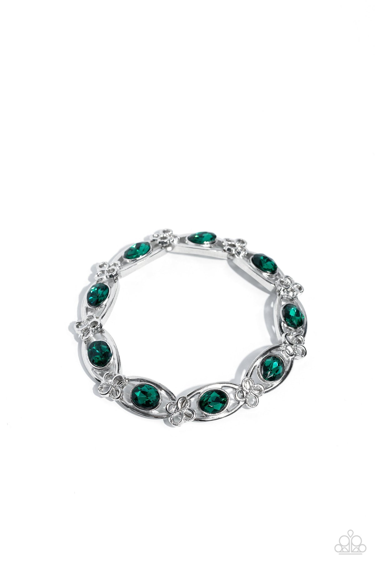 Infinite Impression Green Rhinestone Bracelet - Paparazzi Accessories- lightbox - CarasShop.com - $5 Jewelry by Cara Jewels