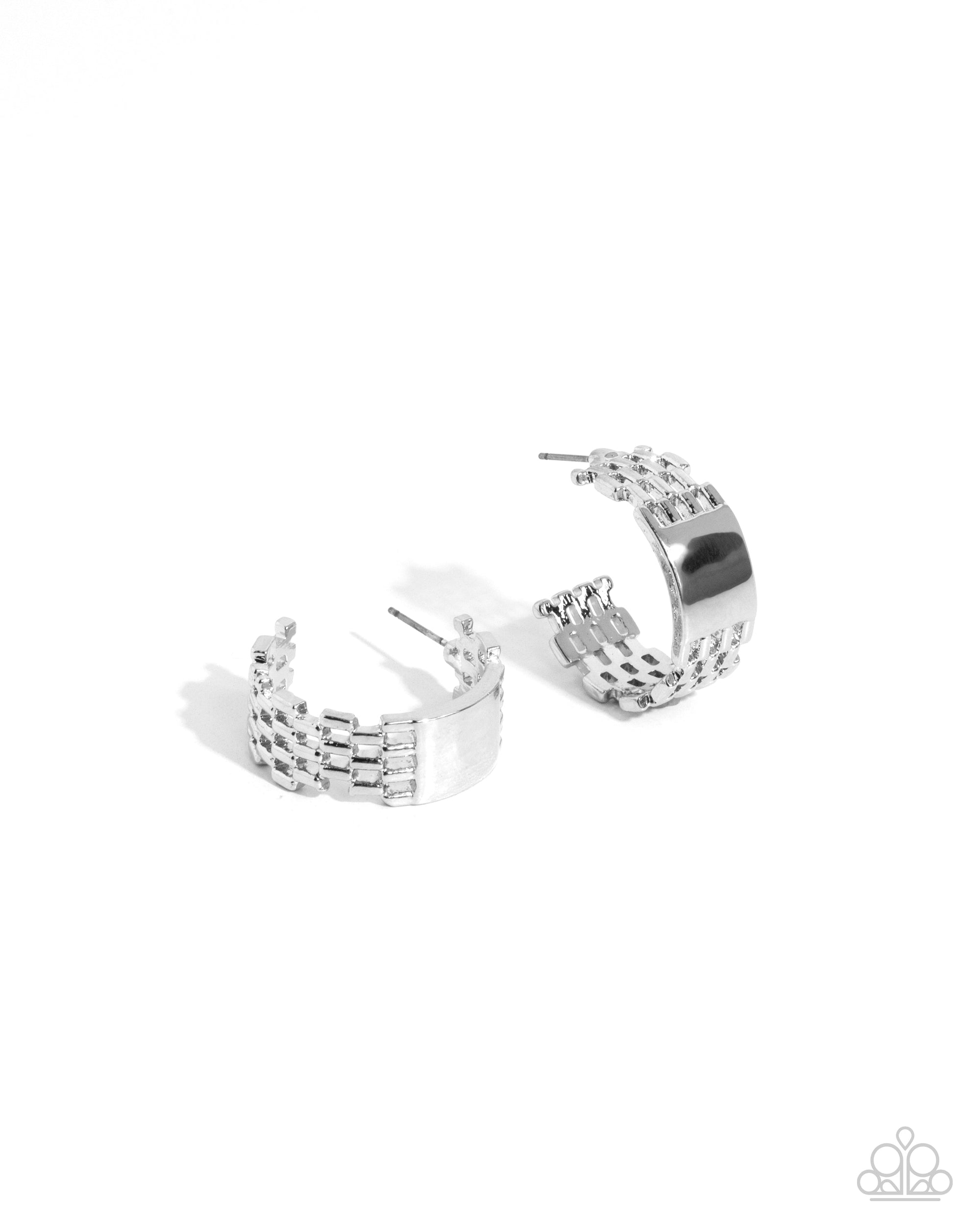 Interlocked Immunity Silver Hoop Earrings - Paparazzi Accessories- lightbox - CarasShop.com - $5 Jewelry by Cara Jewels