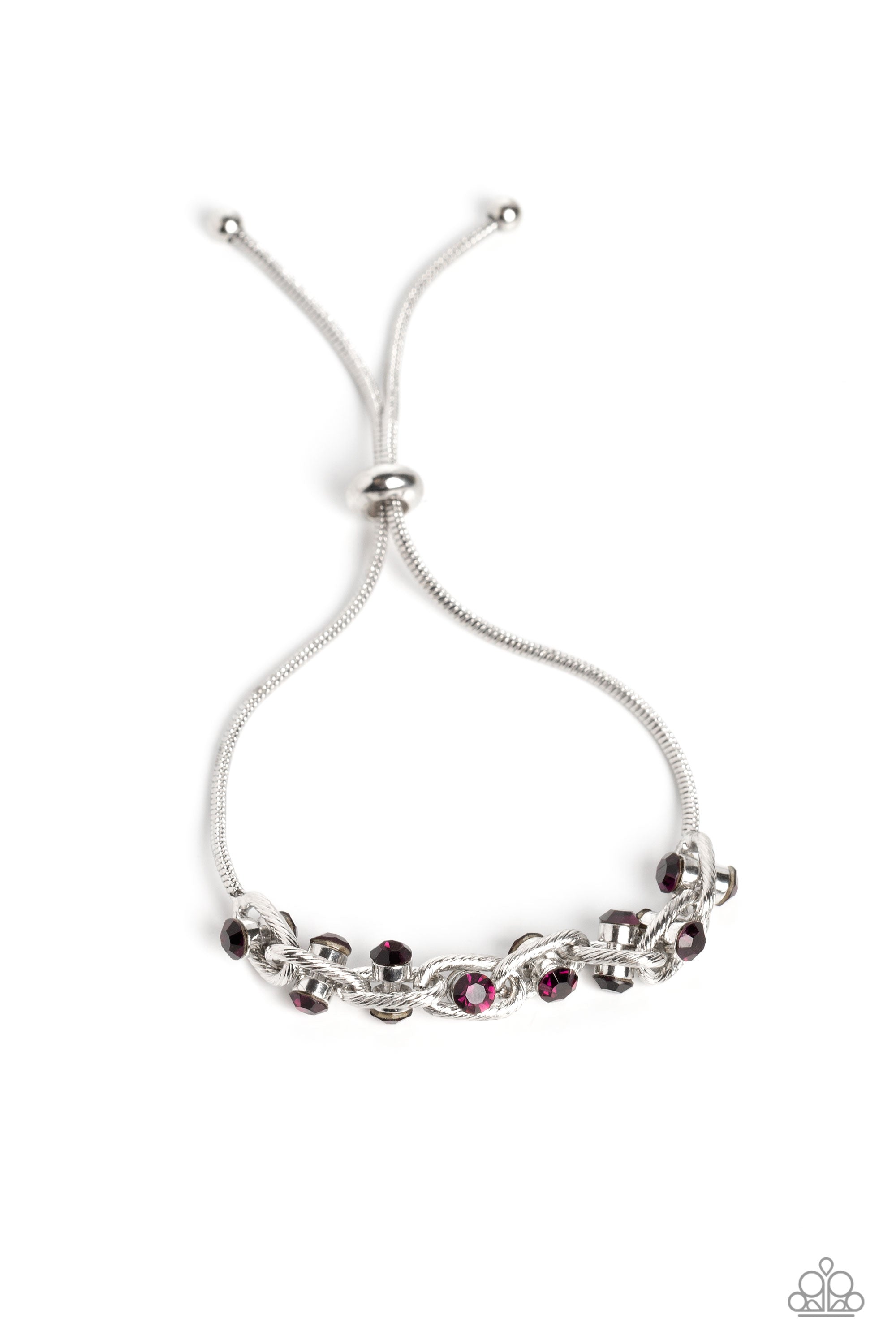 Intertwined Illusion Purple Rhinestone Slide Bracelet - Paparazzi Accessories- lightbox - CarasShop.com - $5 Jewelry by Cara Jewels