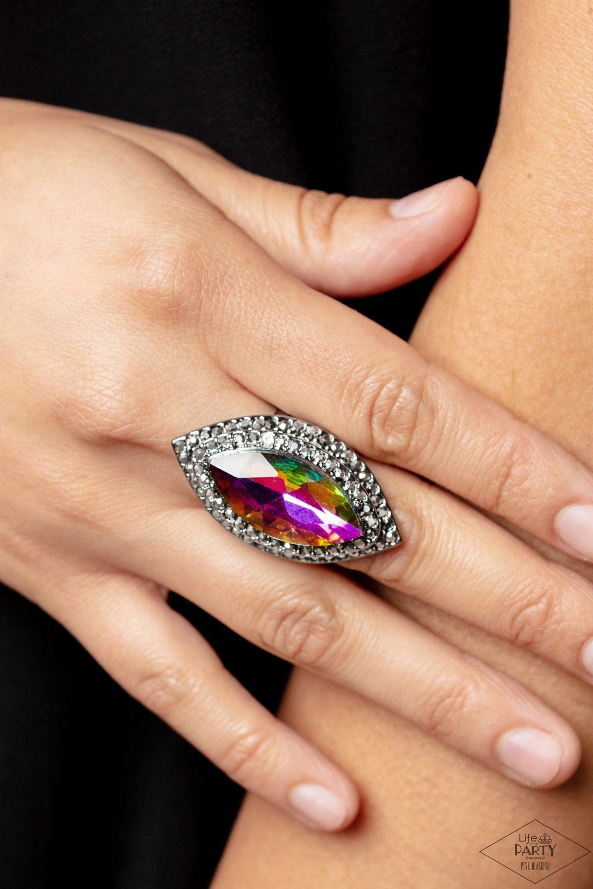 Jaw-Dropping Dazzle Multi UV Shimmer Ring - Paparazzi Accessories-on model - CarasShop.com - $5 Jewelry by Cara Jewels