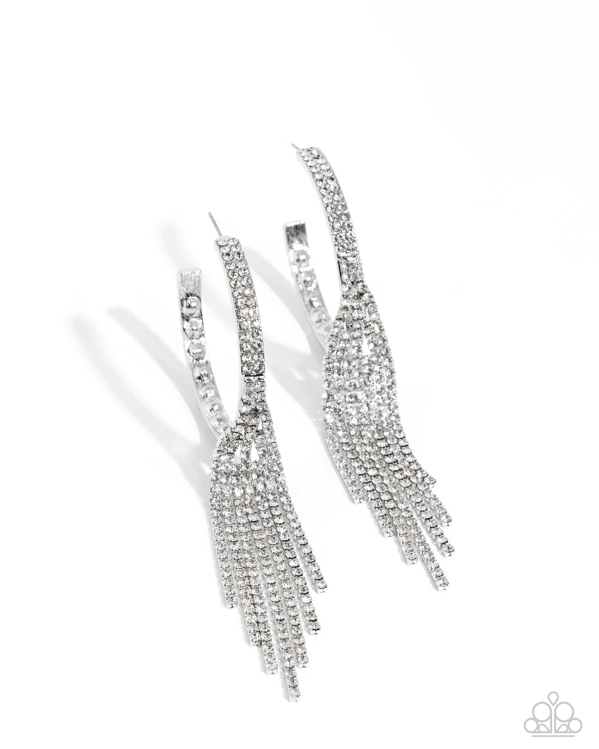 Jaw-Dropping Jubllee White Rhinestone Hoop Earrings - Paparazzi Accessories- lightbox - CarasShop.com - $5 Jewelry by Cara Jewels