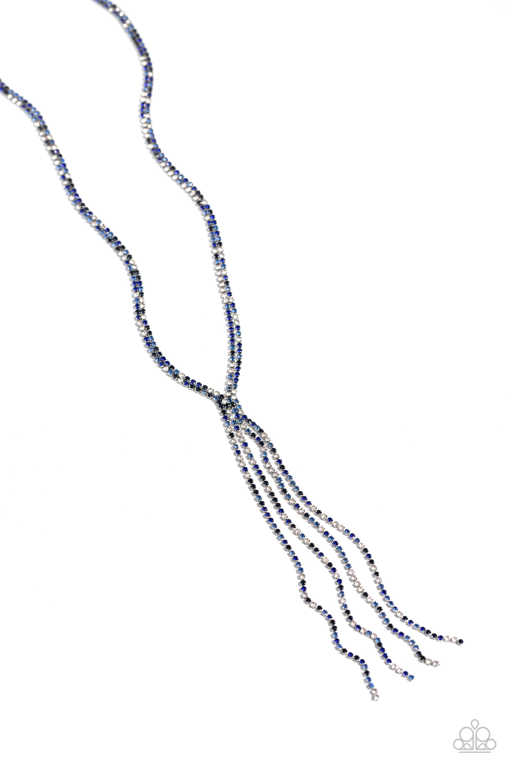 Jazz STRANDS Blue Rhinestone Necklace - Paparazzi Accessories- lightbox - CarasShop.com - $5 Jewelry by Cara Jewels