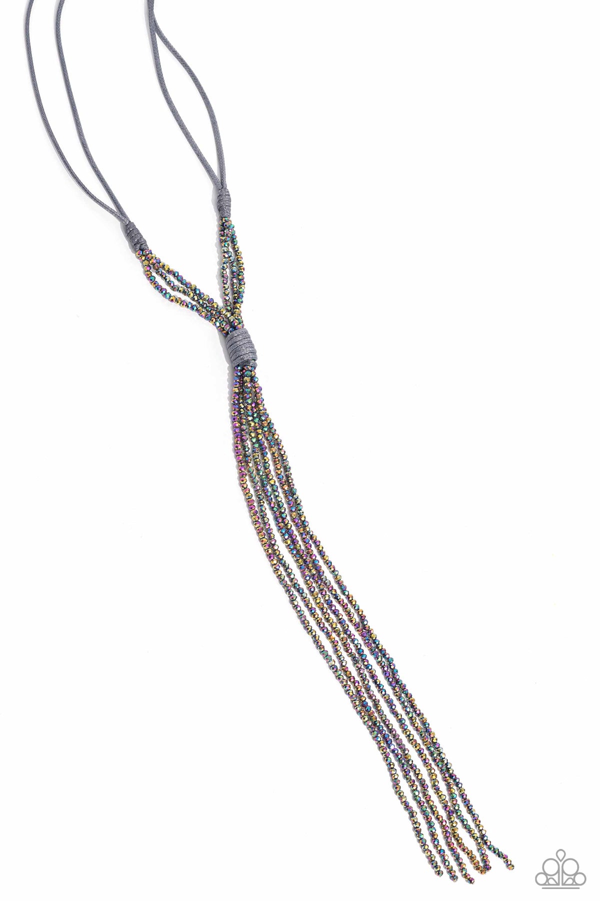 Knotted Karma Silver &amp; Oil Spill Tassel Necklace - Paparazzi Accessories- lightbox - CarasShop.com - $5 Jewelry by Cara Jewels
