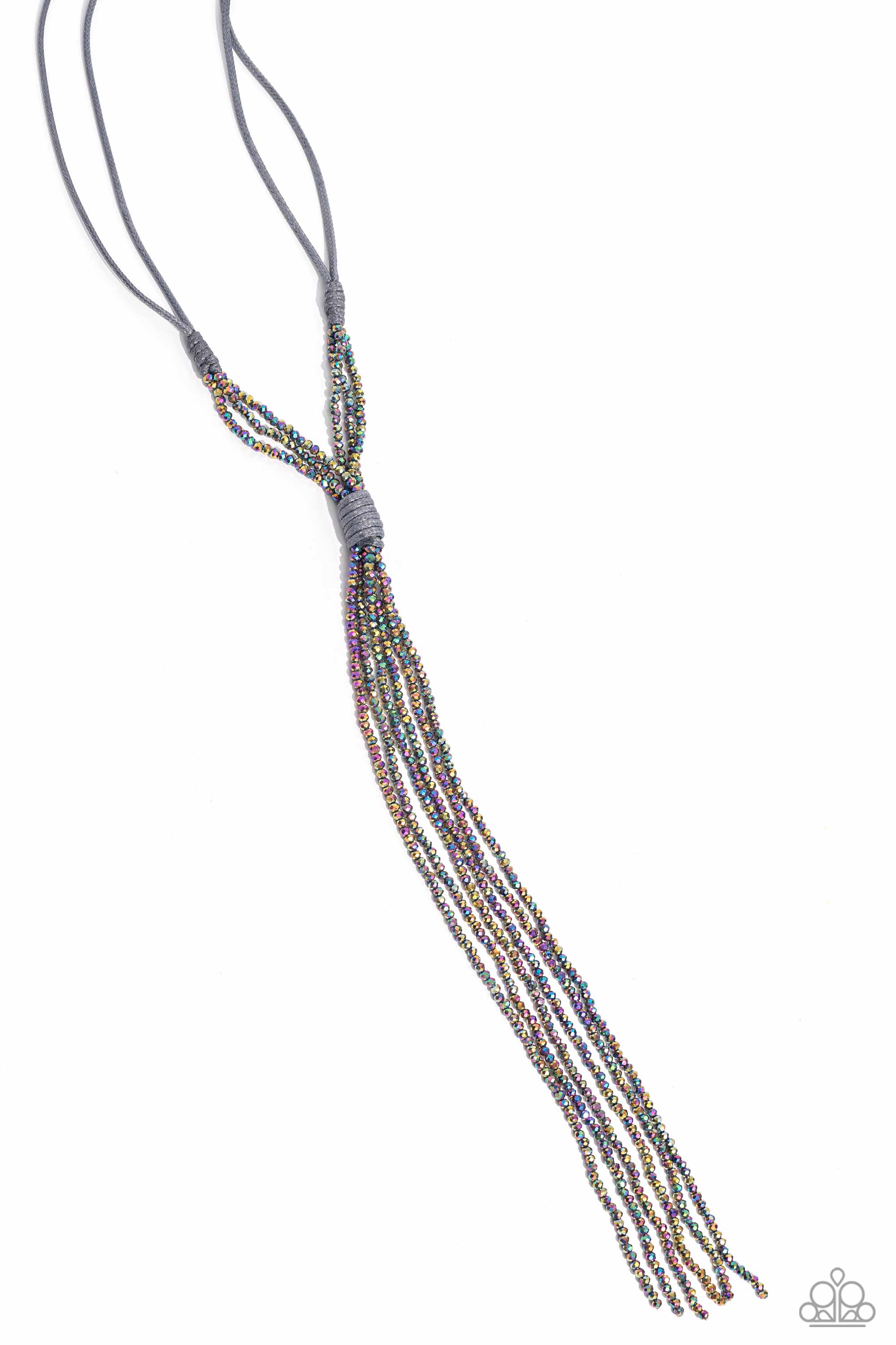 Knotted Karma Silver & Oil Spill Tassel Necklace - Paparazzi Accessories- lightbox - CarasShop.com - $5 Jewelry by Cara Jewels