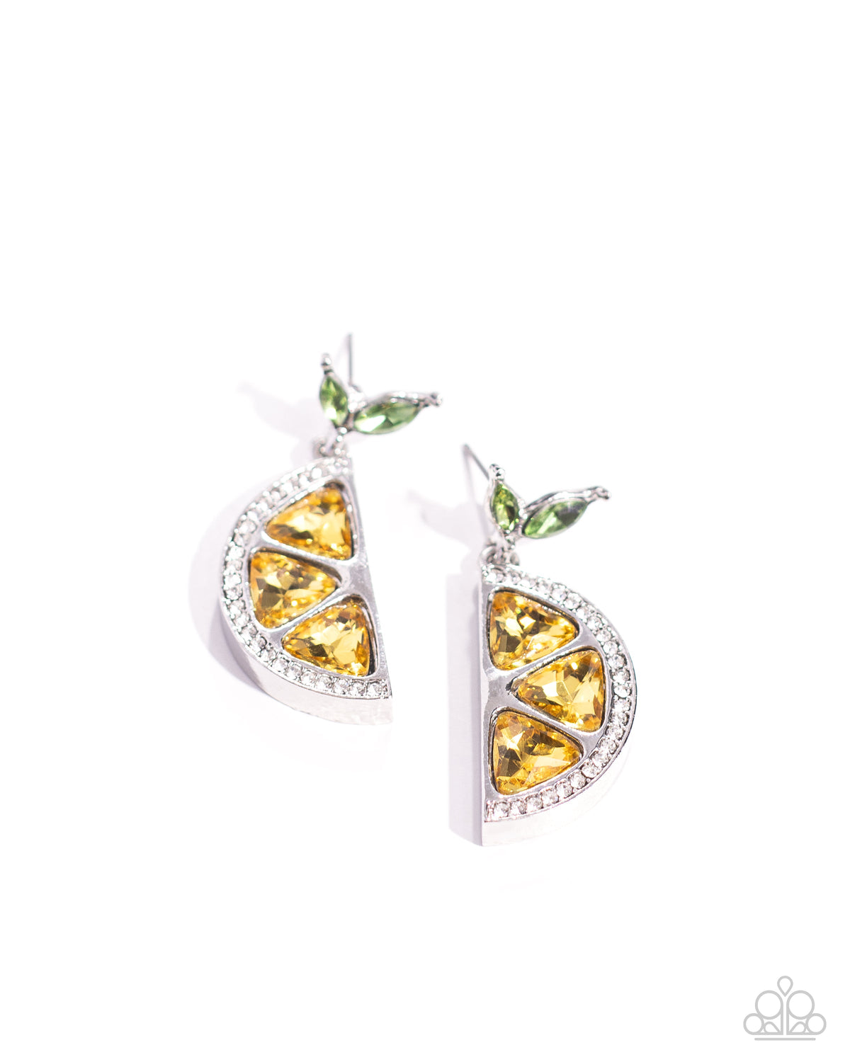 Lady Lemon Yellow Rhinestone Earrings - Paparazzi Accessories- lightbox - CarasShop.com - $5 Jewelry by Cara Jewels