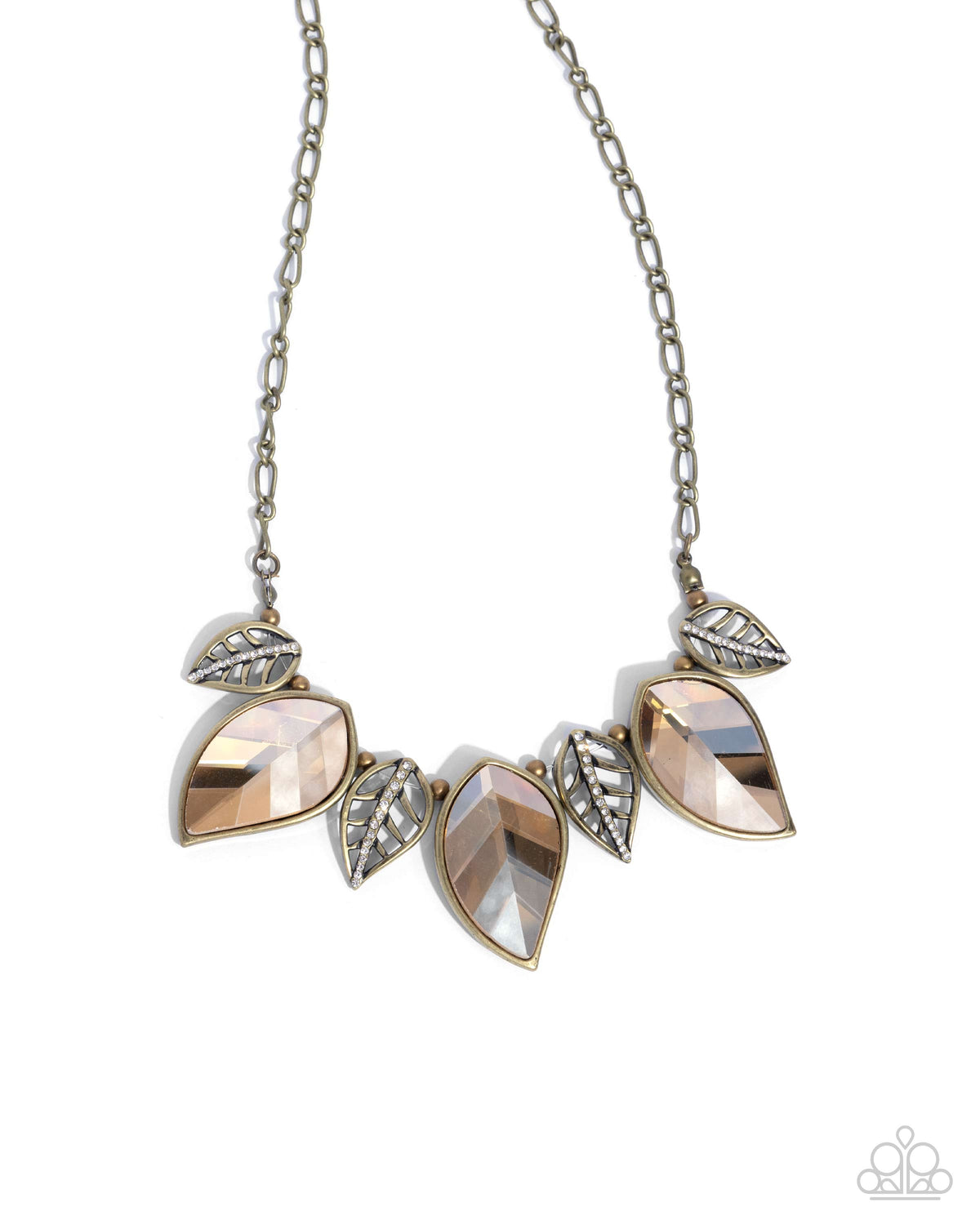 Leafy Leader Brass &amp; Brown Gem Necklace - Paparazzi Accessories- lightbox - CarasShop.com - $5 Jewelry by Cara Jewels