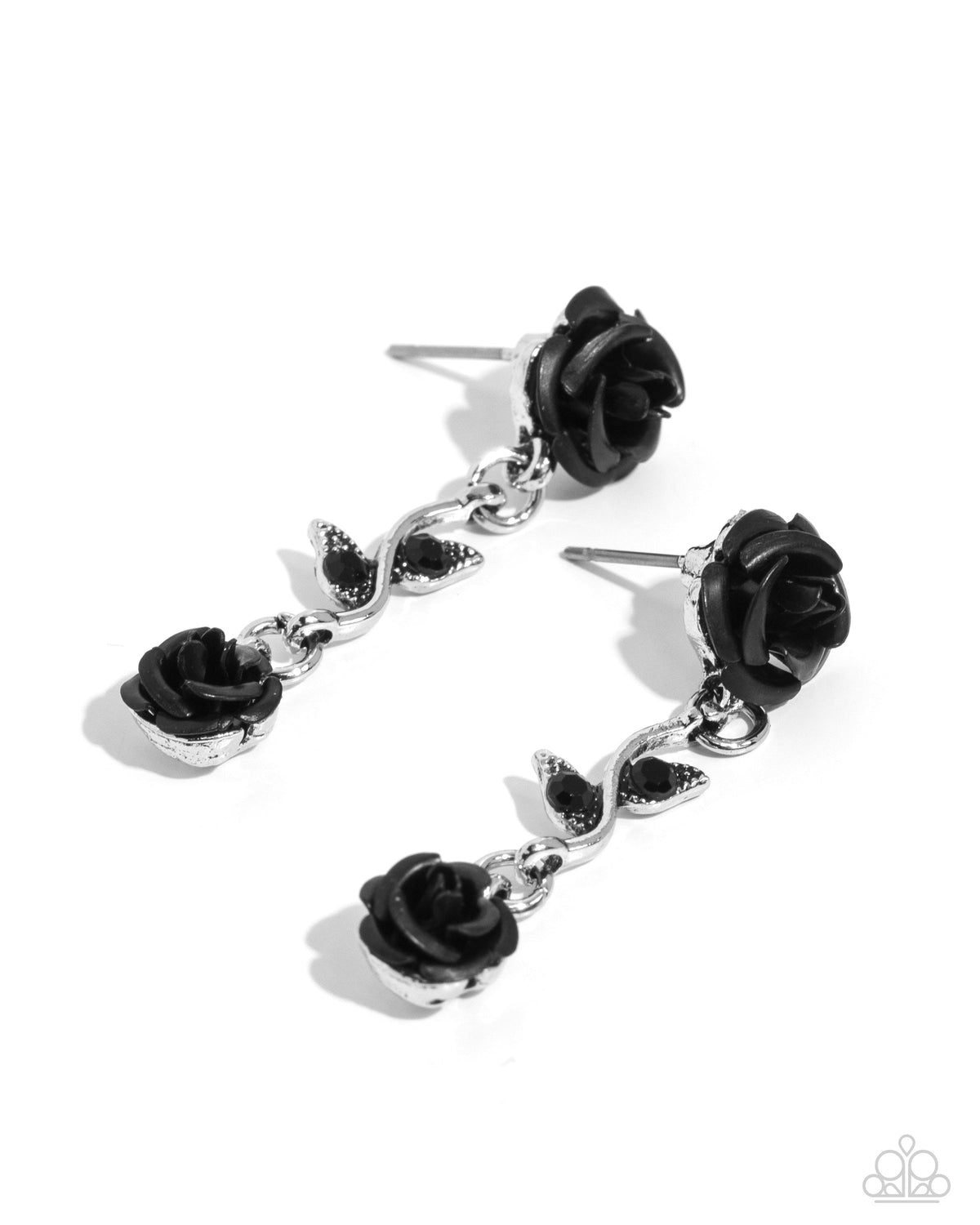 Led by the ROSE Black Floral Earrings - Paparazzi Accessories- lightbox - CarasShop.com - $5 Jewelry by Cara Jewels