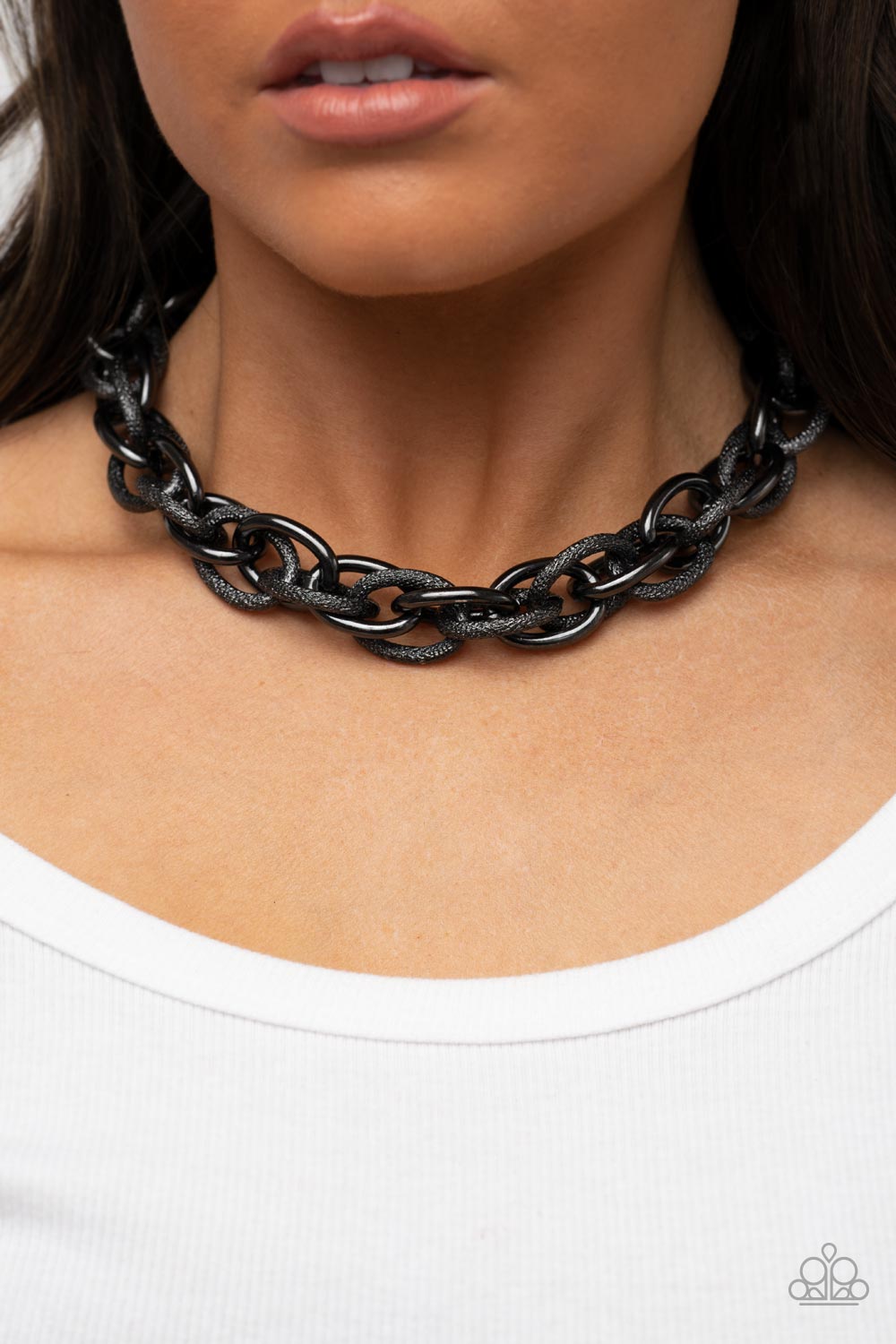License to Chill Gunmetal Black Chain Necklace - Paparazzi Accessories- lightbox - CarasShop.com - $5 Jewelry by Cara Jewels