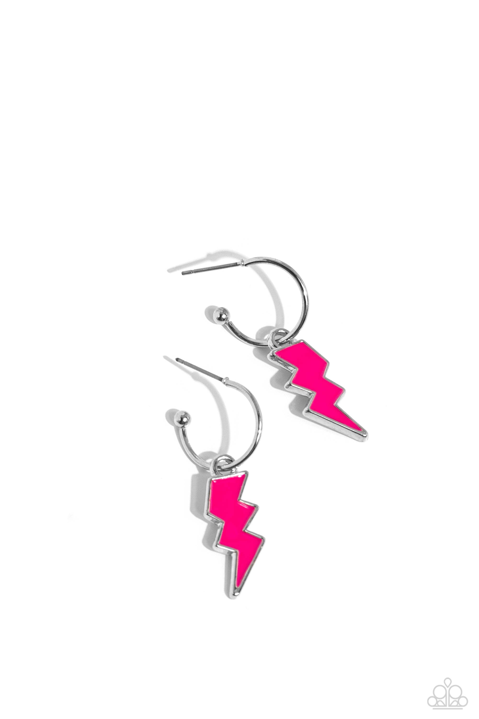 Lightning Limit Pink Mini Hoop Earrings - Paparazzi Accessories- lightbox - CarasShop.com - $5 Jewelry by Cara Jewels