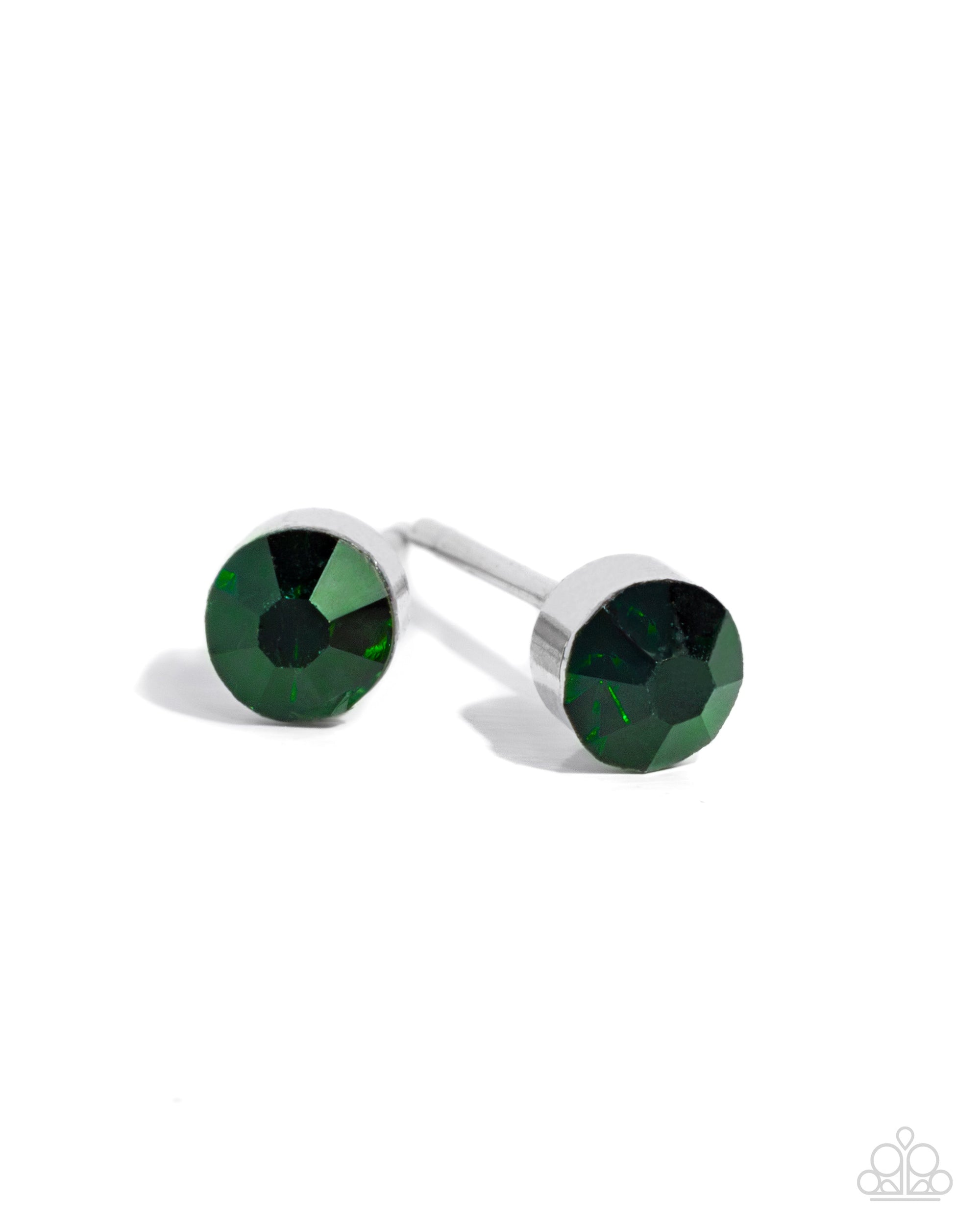 Logical Light Emerald Green Rhinestone Stud Post Earrings - Paparazzi Accessories- lightbox - CarasShop.com - $5 Jewelry by Cara Jewels