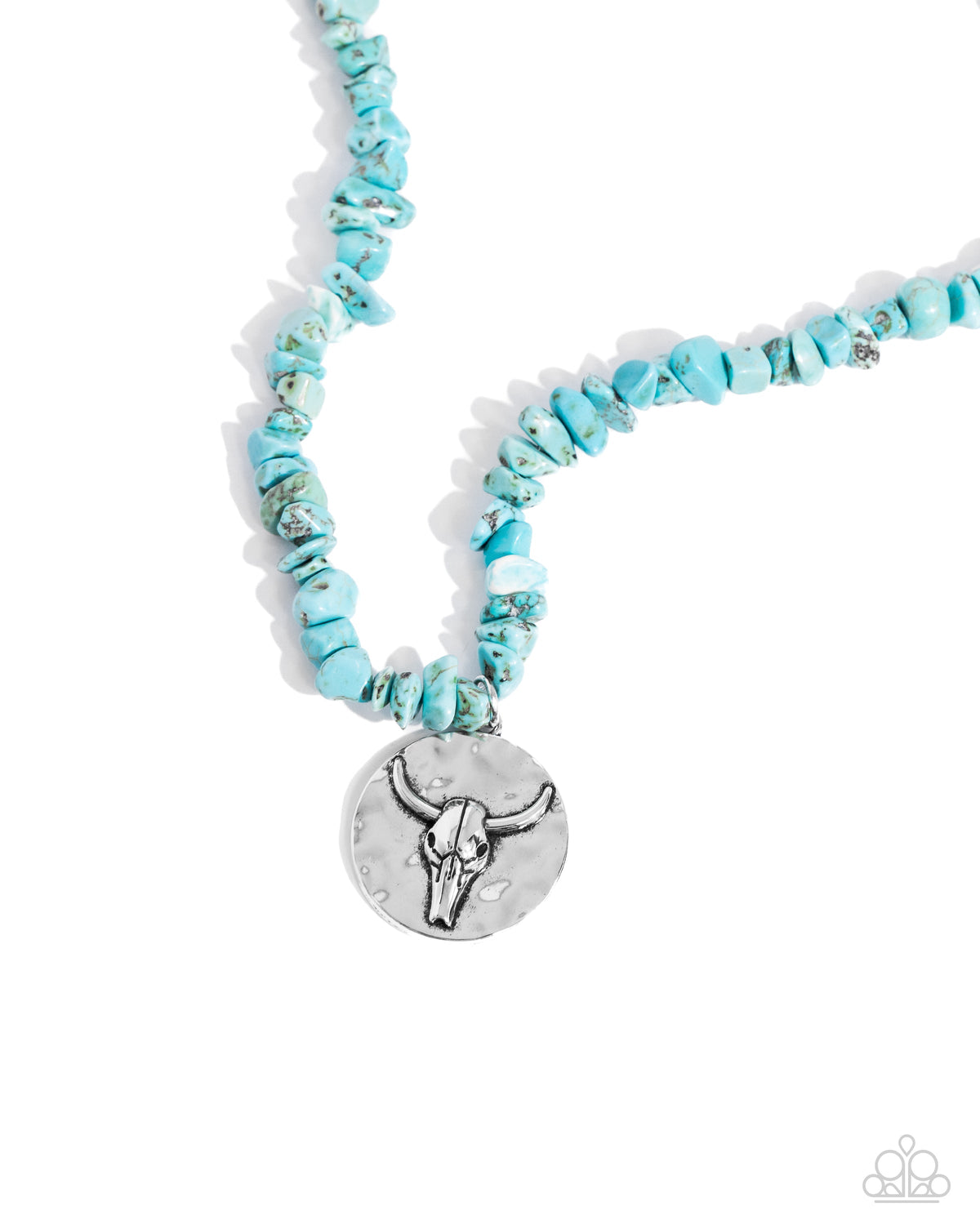 Longhorn Leader Turquoise Blue Stone Necklace - Paparazzi Accessories- lightbox - CarasShop.com - $5 Jewelry by Cara Jewels