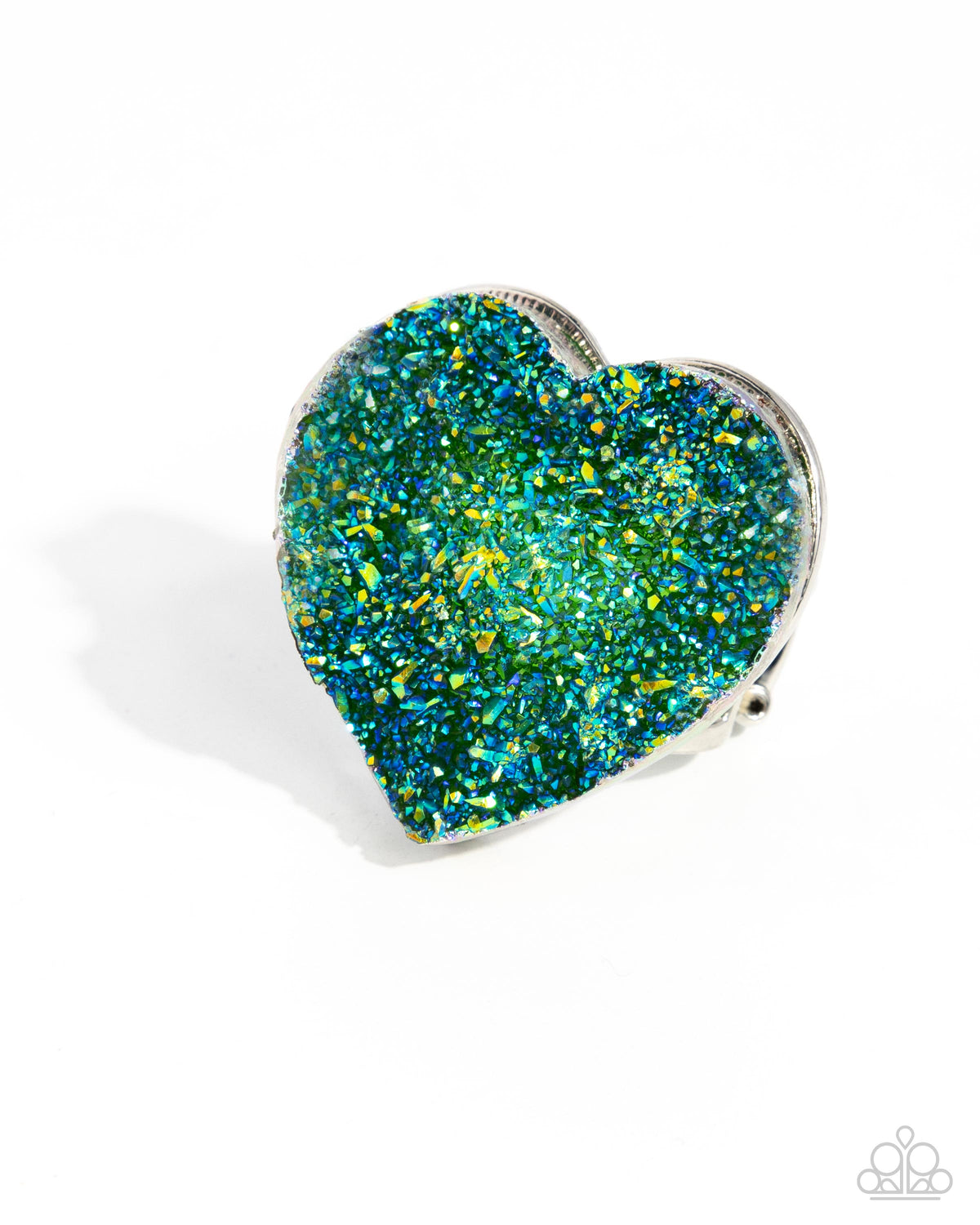 Loveable Legend Green &amp; Blue Heart Ring - Paparazzi Accessories- lightbox - CarasShop.com - $5 Jewelry by Cara Jewels