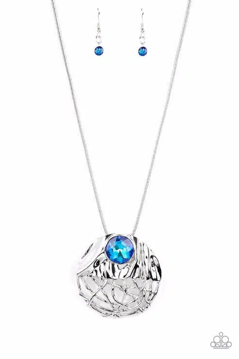 Lush Lattice Blue Necklace - Paparazzi Accessories- lightbox - CarasShop.com - $5 Jewelry by Cara Jewels