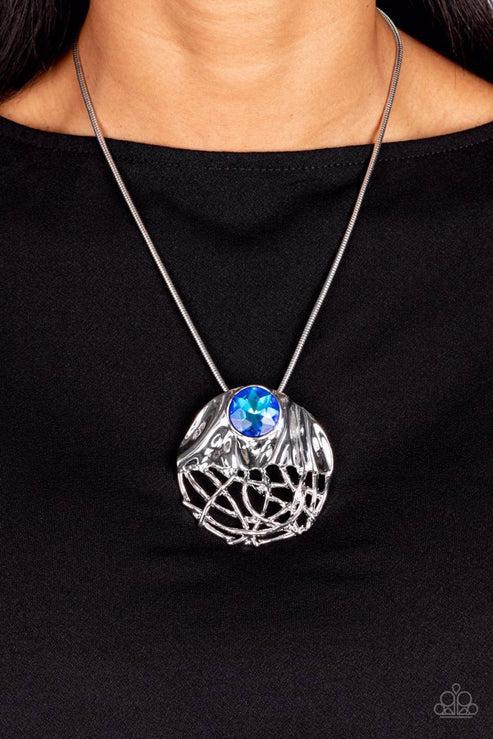 Lush Lattice Blue Necklace - Paparazzi Accessories- lightbox - CarasShop.com - $5 Jewelry by Cara Jewels
