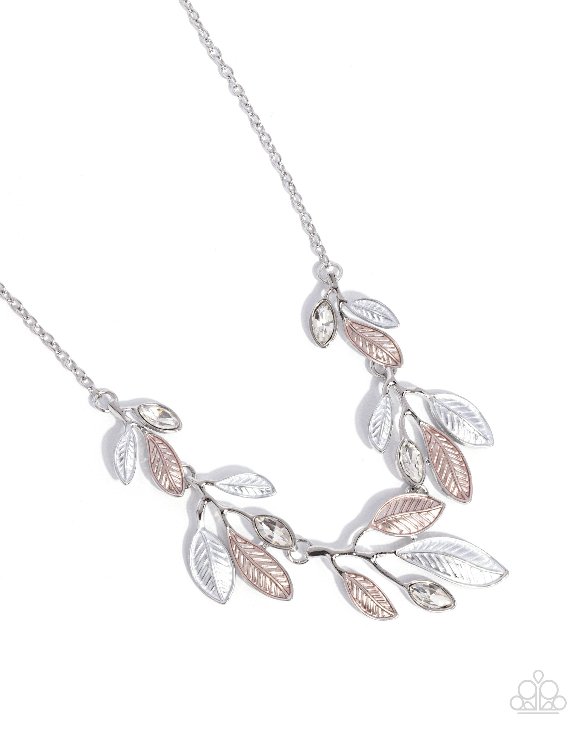 Lyrical Leaves Brown & White Gem Necklace - Paparazzi Accessories- lightbox - CarasShop.com - $5 Jewelry by Cara Jewels