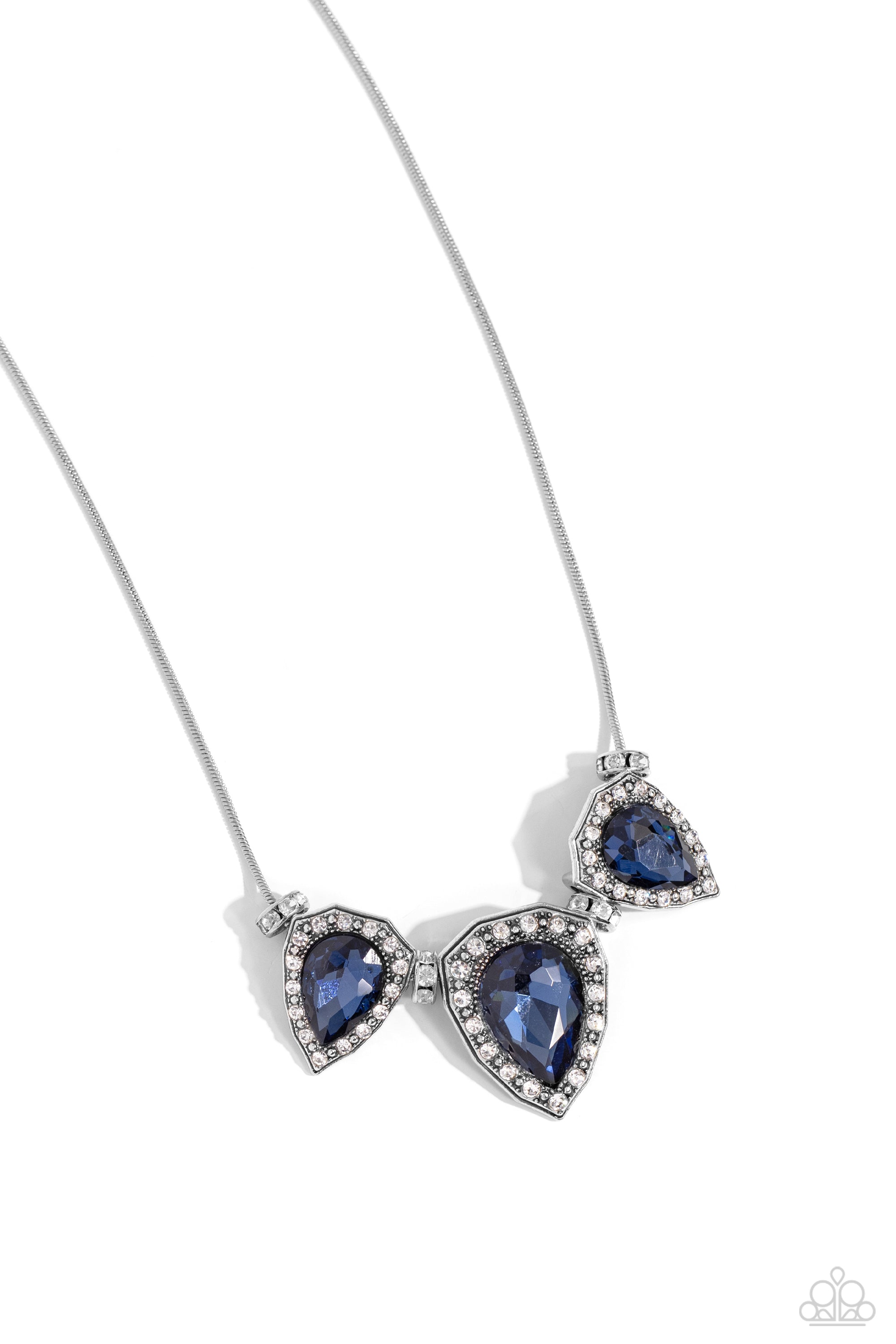 Majestic Met Ball Blue Rhinestone Necklace - Paparazzi Accessories- lightbox - CarasShop.com - $5 Jewelry by Cara Jewels