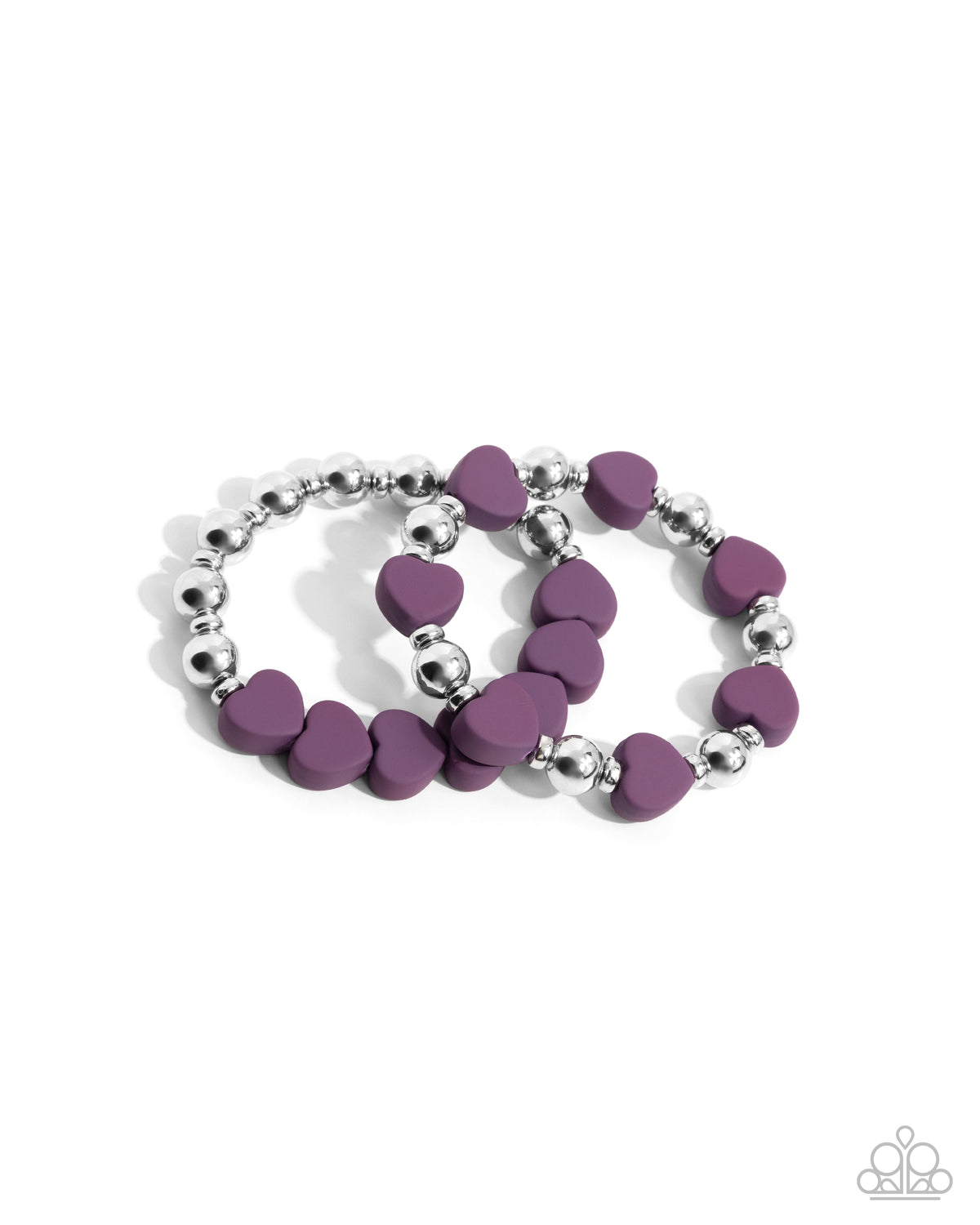 Malibu Moxie Purple Heart Bracelet - Paparazzi Accessories-lightbox - CarasShop.com - $5 Jewelry by Cara Jewels