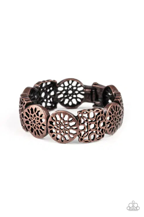 Mandala Mixer Copper Hinged Bracelet - Paparazzi Accessories- lightbox - CarasShop.com - $5 Jewelry by Cara Jewels