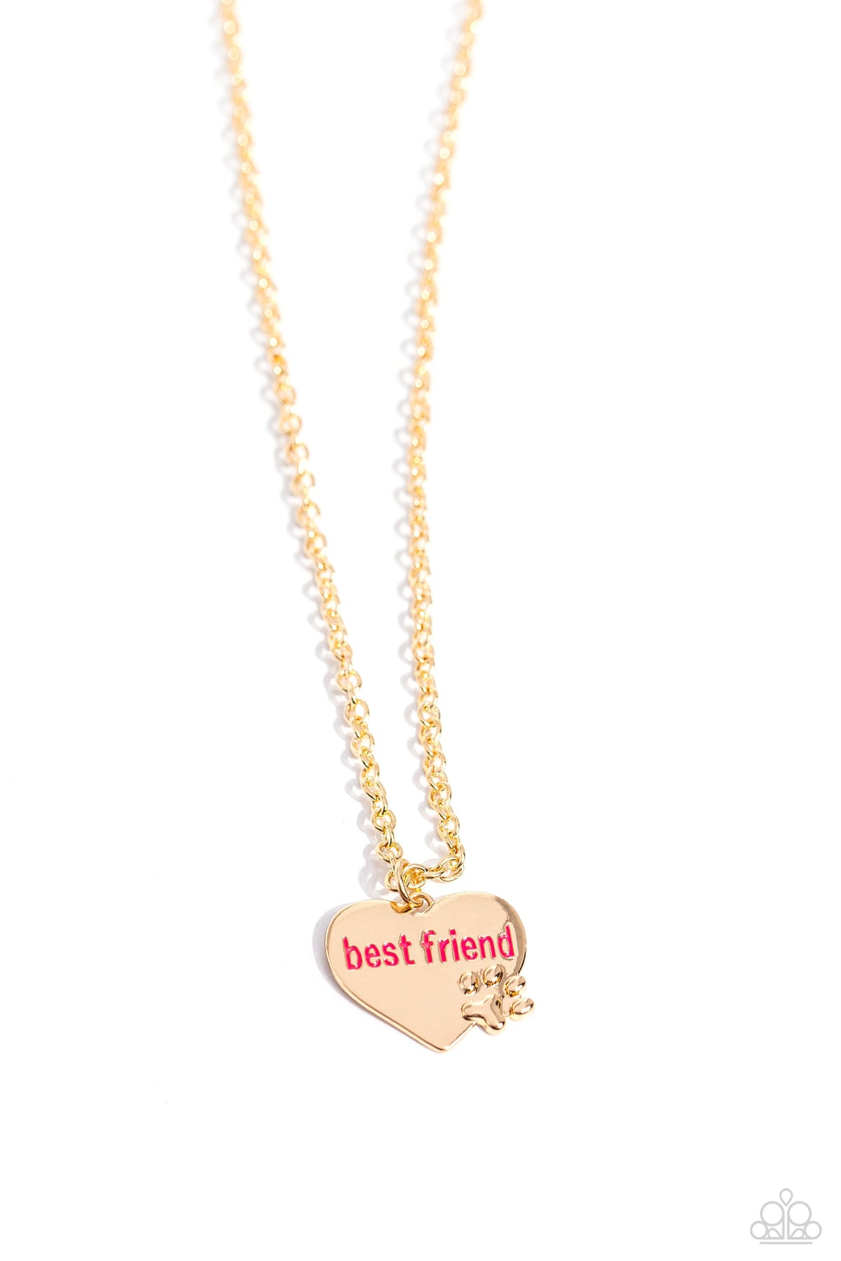 Mans Best Friend Gold Paw Print Necklace - Paparazzi Accessories- lightbox - CarasShop.com - $5 Jewelry by Cara Jewels