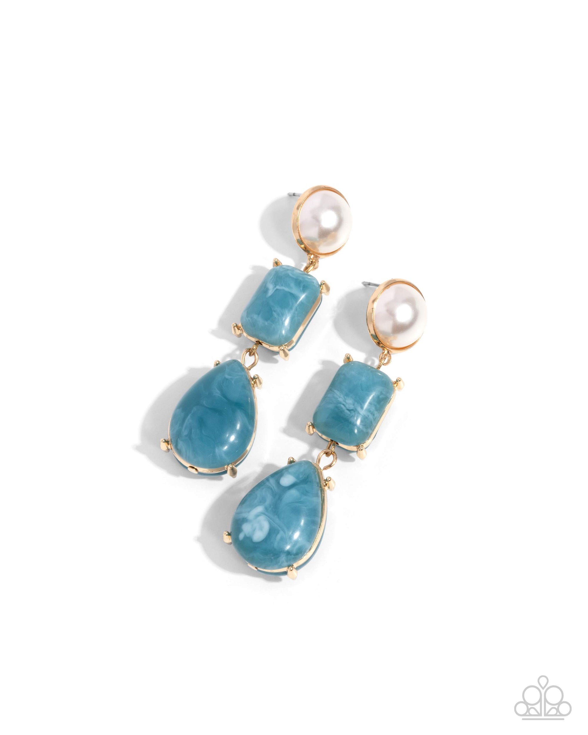 Marbled Masterpiece Blue Earrings - Paparazzi Accessories- lightbox - CarasShop.com - $5 Jewelry by Cara Jewels