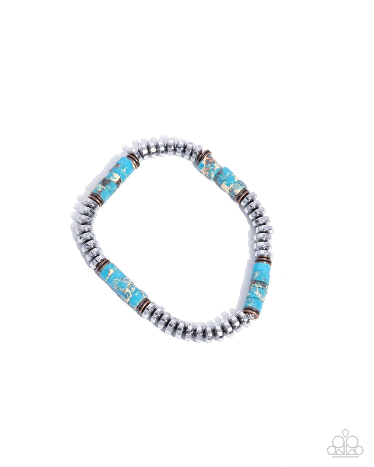 Marbled Mecca Men&#39;s Turquoise Blue &amp; Silver Bracelet - Paparazzi Accessories- lightbox - CarasShop.com - $5 Jewelry by Cara Jewels