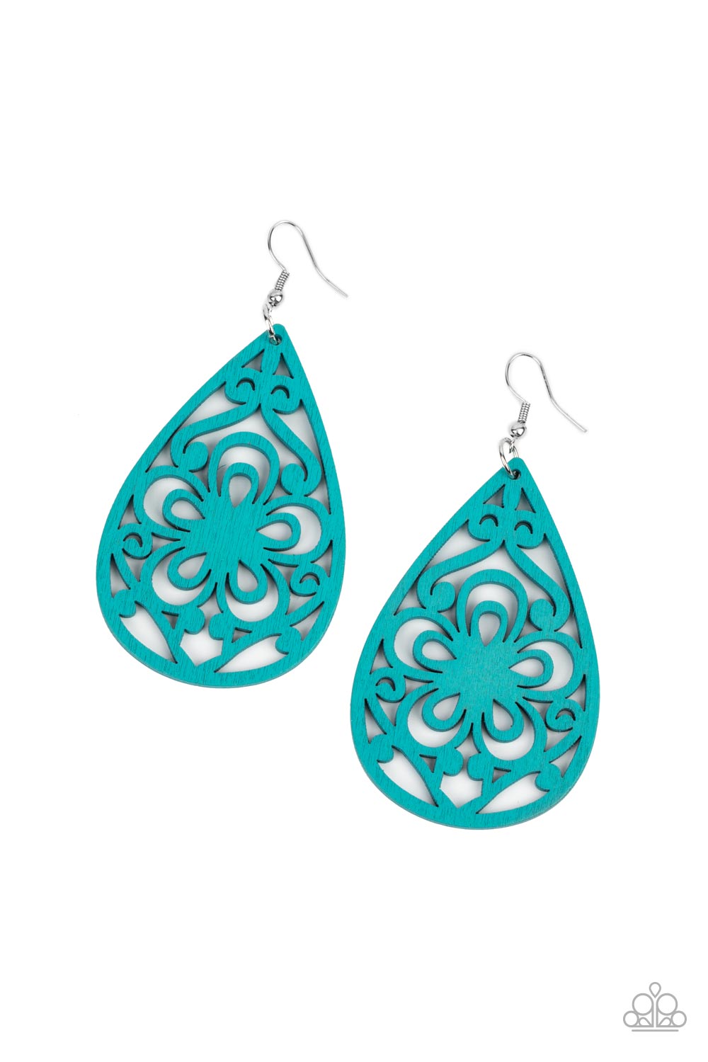 Marine Eden Blue Wood Earrings - Paparazzi Accessories- lightbox - CarasShop.com - $5 Jewelry by Cara Jewels