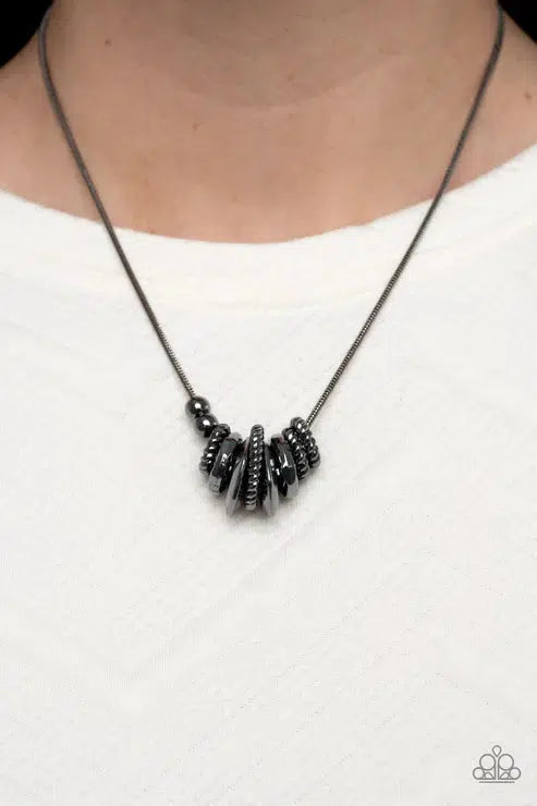 Mechanical Mischief Black Necklace - Paparazzi Accessories- lightbox - CarasShop.com - $5 Jewelry by Cara Jewels