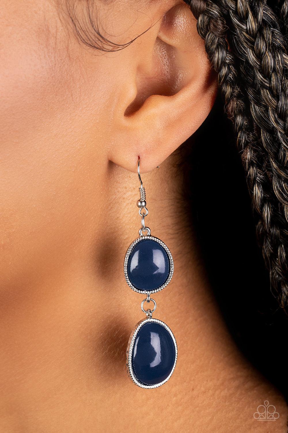 Mediterranean Myth Navy Blue Earrings - Paparazzi Accessories-on model - CarasShop.com - $5 Jewelry by Cara Jewels
