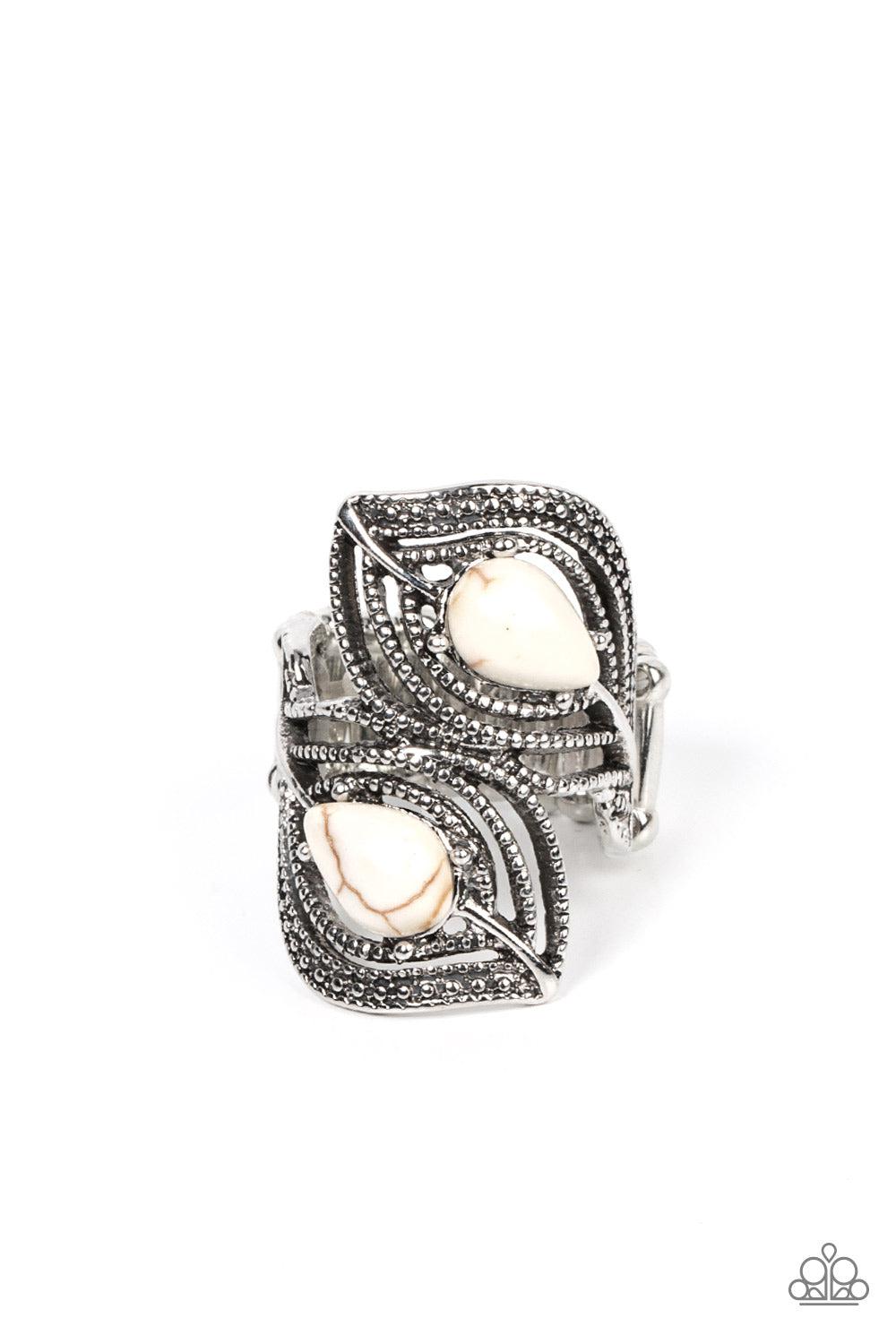 Mesa Mystique White Stone Ring - Paparazzi Accessories- lightbox - CarasShop.com - $5 Jewelry by Cara Jewels