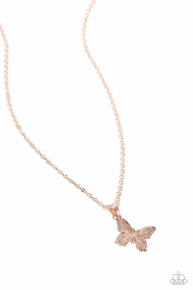 Midair Magic Rose Gold Necklace - Paparazzi Accessories- lightbox - CarasShop.com - $5 Jewelry by Cara Jewels
