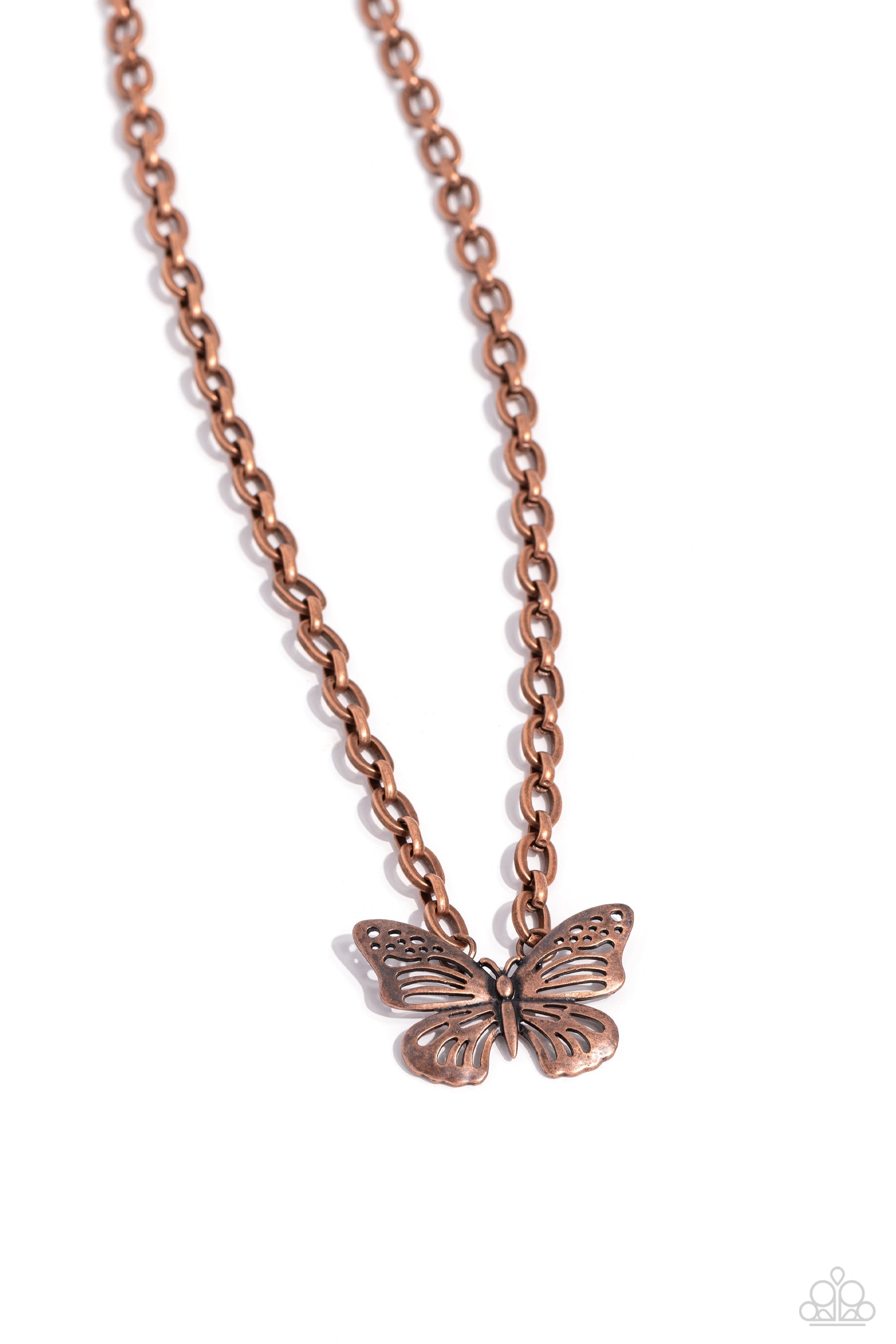 Midair Monochromatic Copper Butterfly Necklace - Paparazzi Accessories- lightbox - CarasShop.com - $5 Jewelry by Cara Jewels