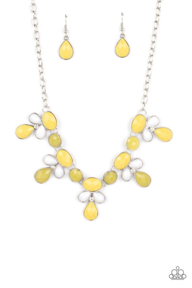 Midsummer Meadow Yellow Necklace - Paparazzi Accessories- lightbox - CarasShop.com - $5 Jewelry by Cara Jewels