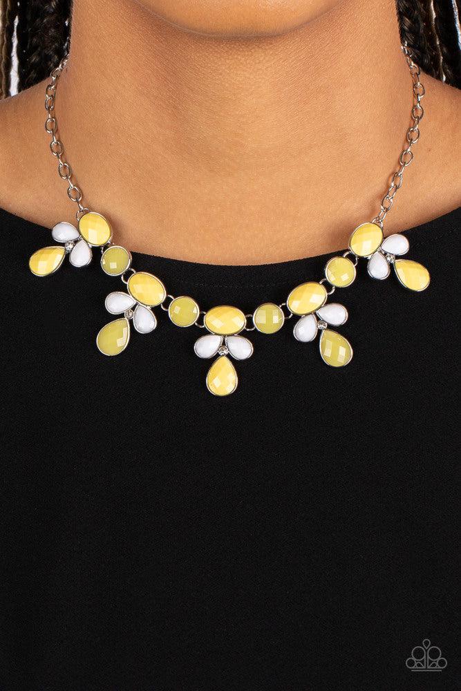 Midsummer Meadow Yellow Necklace - Paparazzi Accessories- on model - CarasShop.com - $5 Jewelry by Cara Jewels